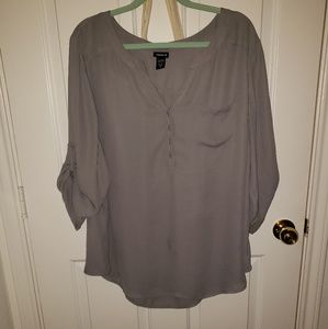 Plus size gray chiffon top